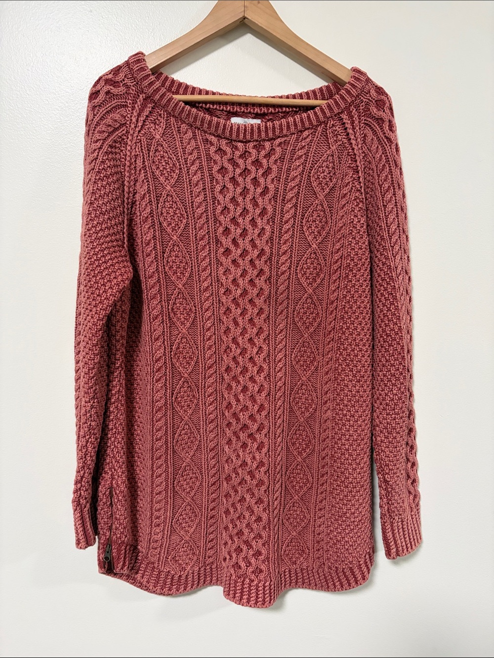 L.L. Bean Signature Cable Knit Crewneck Sweater - Dusty Rose